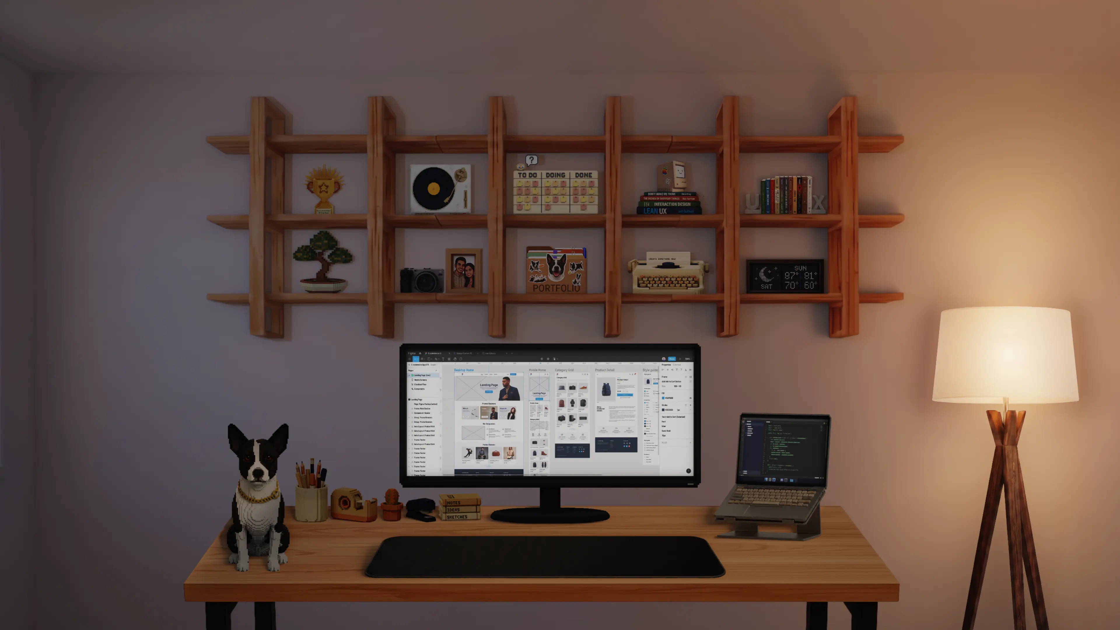 Interactive 3D Workspace - Cozy Night Ambient Light